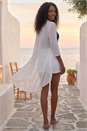 Ivory  3/4 Sleeve Mesh Longline Kimono, Image 3 of 4
