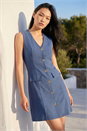 Blue Dusk Button Down Tailored Dress, Image 2 of 4
