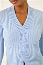 Light Blue  Cable Split Detail Rib Jumper, Image 5 of 5