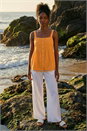 Orange Cotton Button Through Shirred Vest Top, Image 3 of 4
