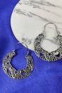 Silver Retro Hollow Carving Geometric Dangle Earrings, Image 2 of 2