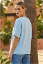 Light Blue  Floral Knitted Top, Image 3 of 4