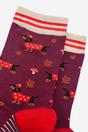 Burgundy Sausage Dogs Toadstools Bamboo Socks, Image 2 of 4