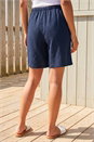Navy  Petite Linen Blend Drawstring Shorts, Image 3 of 4