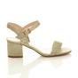 Gold AJVANI Gold Mid Block Heel Strappy Sandals, Image 2 of 6