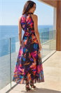 Black Floral Print Halter Neck Maxi Dress , Image 3 of 4