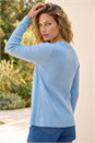 Light Blue  Lace Trim Knit Cardigan, Image 3 of 4