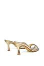 Gold XY LONDON Gold 'Abby' Strappy Diamante Stiletto Heel Sandal Mules, Image 3 of 5