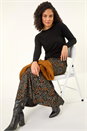 Orange Ditsy Floral Print Stretch Midi Skirt, Image 2 of 5