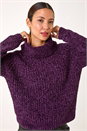 Plum Cowl Neck Chenille Knit Jumper, Image 1 of 5