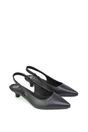 Black XY LONDON Black 'Avalone' Pointed Toe Sling Back Kitten Heel Sandals, Image 3 of 5