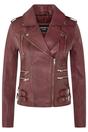 Burgundy Leather Brando Biker Jacket-Loddon, Image 1 of 6