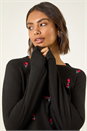 Black Floral Embroidered Knit Jumper, Image 2 of 5