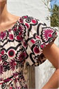 Red Abstract Border Print Midi Dress, Image 4 of 4