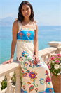 Blue Strappy Paisley Print Midi Dress, Image 2 of 4