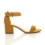 Yellow AJVANI Yellow Mid Block Heel Ankle Strap Sandals, Image 2 of 6