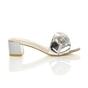 Silver Mid Block Heel Diamante Bow Mules Sandals, Image 2 of 8