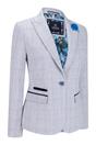 Blue Womens Blue Check Wool Blend Tweed Blazer, Image 3 of 5