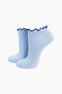 Light Blue Frilly Trim Bamboo Trainer Socks, Image 1 of 4