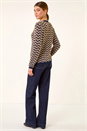 Navy  Fluffy Stripe Knit Cardigan, Image 4 of 5