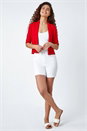 Red Button Cuff Knitted Shrug, Image 2 of 5