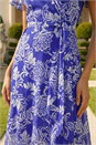 Blue Floral Print Wrap Dress, Image 4 of 4