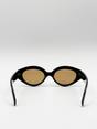 Black Retro Small Oval Sunglasses Black Brown, Image 7 of 7