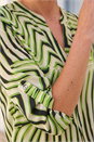 Green Abstract Linear Print V-Neck Button Top, Image 4 of 4
