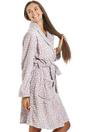 Mauve Supersoft Shawl Collared Leopard Print Bathrobe, Image 4 of 5