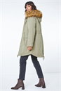 Sage Faux Fur Trim Padded Parka Coat , Image 3 of 5