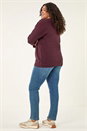 Plum Curve Stitch V-Neck Knit Jumper, Image 4 of 7