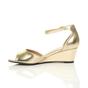 Gold AJVANI Gold Mid Wedge Heel Ankle Strap Sandals, Image 3 of 6