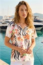 Coral Animal Floral Notch Neck Top, Image 1 of 4