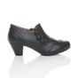 Navy Blue AJVANI Navy Blue Mid Heel Brogue Button Ankle Boots Shoe Boots, Image 2 of 6