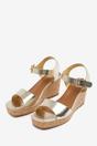 Gold Imelda Wedge Sandals With Buckle Ankle Strap, Image 3 of 5