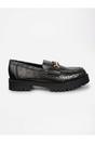 Black iKrush Black Poppy Snakeskin Chunky Loafers, Image 5 of 5