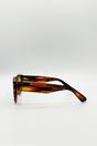 Brown SVNX Brown Round Stripe Cat Eye Sunglasses In Brown Yellow, Image 4 of 4