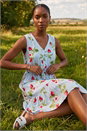 Blue Petite Strawberry Tie Waist Dress, Image 1 of 4