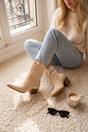 Beige Jessie Womens Suede Western Ankle Boots, Image 3 of 8