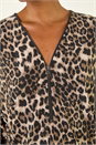 Tan Animal Print Zip Front Stretch Top, Image 5 of 5