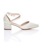Ivory Mid Block Heel Crossed Strap Pointed Toe 2 Part Heels, Image 2 of 6