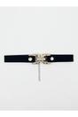 Brass SVNX Brass Black Faux Suede Choker Necklace With Gold Tint Clasp Centre, Image 1 of 1