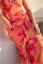 Orange Dusk Floral Frill Maxi Dress, Image 4 of 4