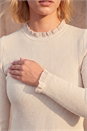 Ivory  Woven Trim Ribbed Knit Jumper, Image 4 of 4