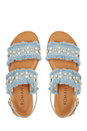 Blue Denim Pearl Sandal, Image 3 of 5