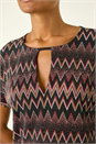 Bronze Zig Zag Print Bubble Hem Top, Image 6 of 6