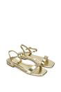 Gold XY LONDON Gold 'Hallie' Open Toe Flat Strappy Sandals With Ankle Strap, Image 5 of 6