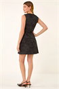 Black Textured Trim Detail Stretch Dress , Image 3 of 5