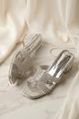 Silver Diamante Cut-Out Block Heel Sandals, Image 2 of 3