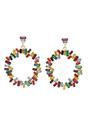 Multi Multi-Colored Round Circle Crystal Drop Earrings, Image 1 of 5